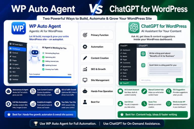 WP Auto Agent vs ChatGPT comparison