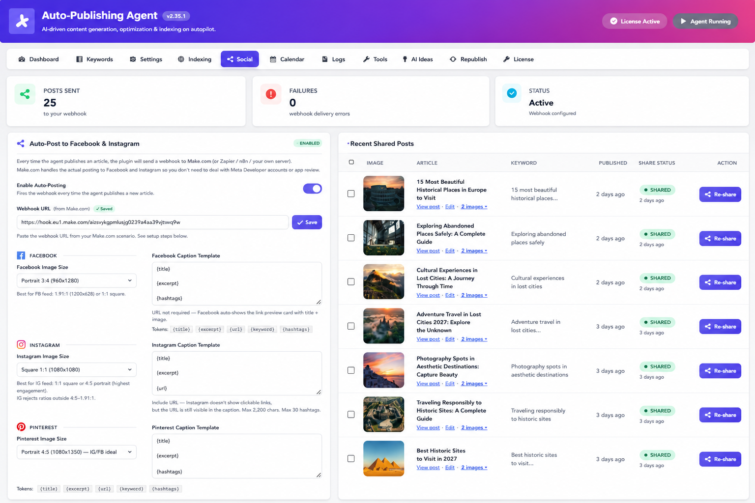 Pinterest. Facebook. Twitter. LinkedIn. On autopilot.
